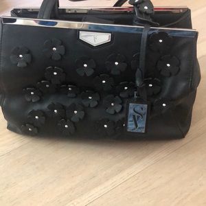 Simply Vera Vera Wang Black with Silver Floral Bag